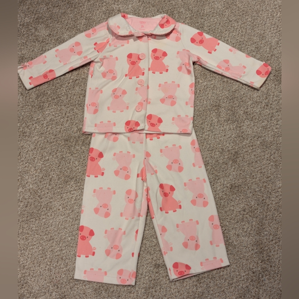 Girls Carter's Fleece Pajama 2 Pc Set Pigs 2T
